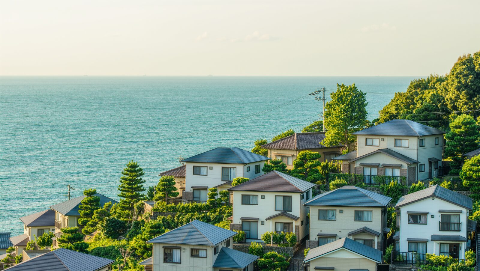 海を望む神奈川の坂道沿いの住宅街