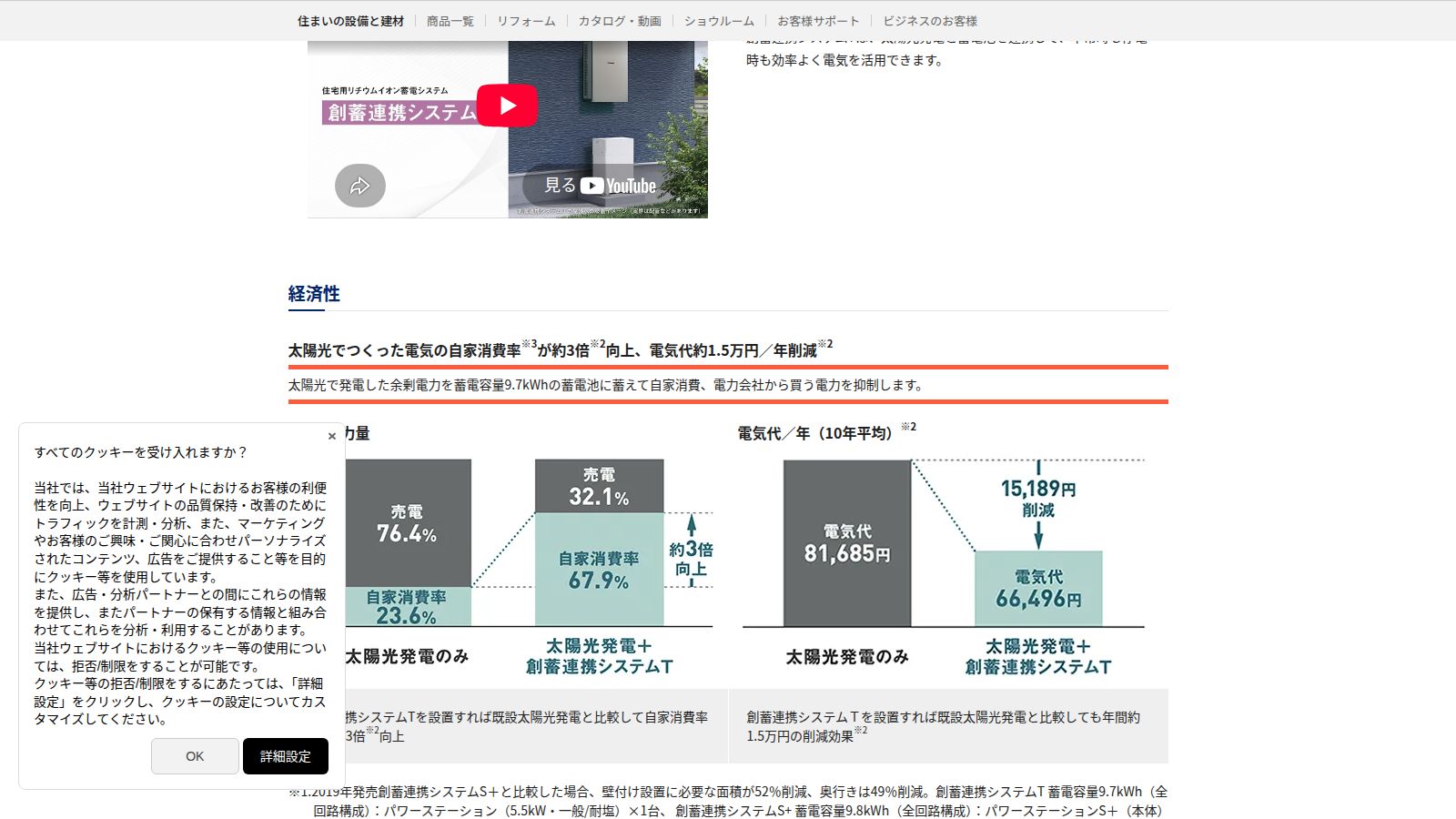 創蓄連携システムTの公式製品ページ