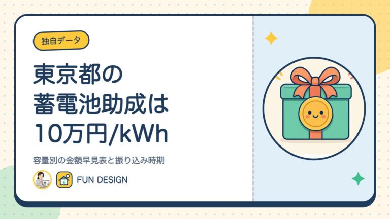 東京都の蓄電池助成は10万円/kWh|容量別の金額早見表と振り込み時期