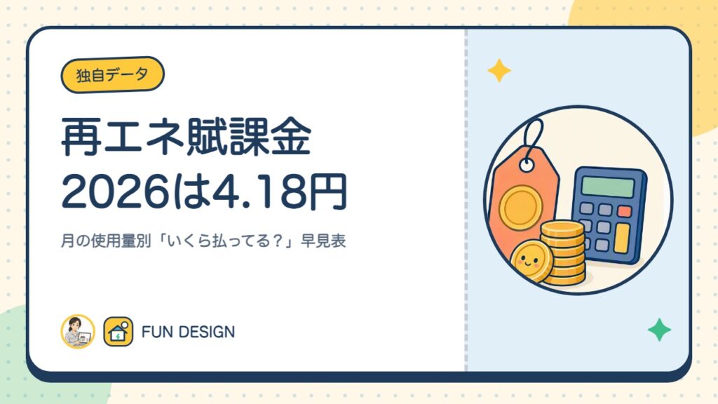 再エネ賦課金2026は4.18円｜月の使用量別「いくら払ってる？」早見表