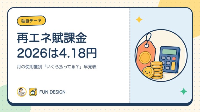 再エネ賦課金2026は4.18円｜月の使用量別「いくら払ってる？」早見表
